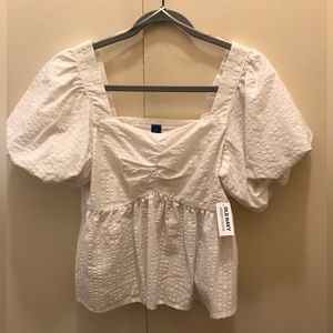 Old Navy Puff Sleeve Smocked Babydoll Blouse size s NWT